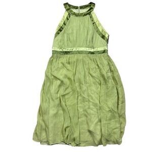Maggy London Olive Green One-Shoulder Chiffon Dress